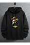 Unisex Black Hooded Oversize Sweatshirt Comfortable Fit Cotton with Fleece Inside