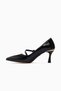 Women's Stiletto Shoes 26Y K145-26204 Black Patent Leather - 2