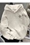 Unisex Gray Relaxed Fit Hooded Kangaroo Pocket Thick Sweatshirt
