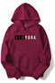 Unisex Red Relaxed Fit Hooded Kangaroo Pocket Thick Sweatshirt