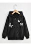 Unisex Black Streetwear Oversize Hooded Casual Cotton Sweatshirt with Pockets