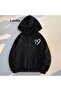 Unisex Black Relaxed Fit Hooded Kangaroo Pocket Thick Sweatshirt