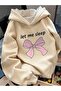 Unisex Beige Streetwear Oversize Hooded Casual Cotton Sweatshirt with Pockets