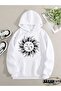 Unisex White Streetwear Oversize Hooded Casual Cotton Sweatshirt with Pockets