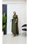 Stone Embellished Cape Sleeve Hijab Evening Dress - 3