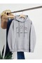 Unisex Gray Streetwear Oversize Hooded Casual Cotton Sweatshirt with Pockets
