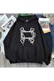 Unisex Black 3 Thread Threaded Oversize Hooded Sweatshirt Basic Comfortable Cut