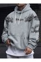 Modexa Unisex Hoody Gray Oversize Hooded Sweatshirt with Kangaroo Pocket 3 Threaded Drawstrings Hoodie