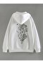 Unisex White Hooded Oversize Sweatshirt Comfortable Fit Cotton with Fleece Inside