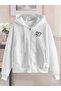 Unisex White 3 Thread Raster Oversize Hooded Sweatshirt Basic Comfortable Cut