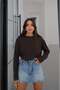 Kahverengi Tinta Crew Neck Slim Sweatshirt