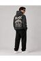 Unisex Anthracite Washed Kangaroo Pocket Hooded Casual Sweatshirt with Vintage Effect