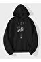 Unisex Black Kangaroo Pocket Thick Fabric Oversize Hooded Sweatshirt Hoodie
