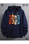 Modexa Unisex Hoody Navy Blue Hooded Oversize Sweatshirt Comfortable Fit Cotton with Fleece Inside