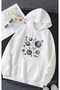 Unisex White Off-Shoulder Oversize Hooded Casual Sweatshirt with Kangaroo Pocket