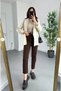 Women's High Waist Brown Mom Jeans Boyfriend Lycra Premium Jeans