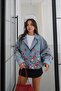 Blue Sequin Floral Embroidered Denim Jacket - 2