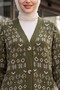 V-Neck Mixed Pattern Buttoned Knitwear Cardigan - Olive Green - 4