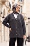 Buttoned Front V-Neck Casual Knitted Cardigan -Smoked - 3