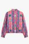 Pomegranate Flower Retro Patterned Zipper Jacket - 5