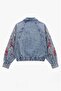 Blue Sequin Floral Embroidered Denim Jacket - 6