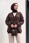 V-Neck Mixed Pattern Buttoned Knitwear Cardigan -Brown - 3
