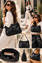 Black Hobo Women's Shoulder Bag Large Size Wide Internal Volume Soft Textured Daily Bag - 3
