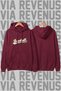 Baseball Printed Unisex Wide Fit Claret Red Hoodie Sweatshirt - 3 Thread Fleece Hood with Drawstring Detail