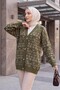 V-Neck Mixed Pattern Buttoned Knitwear Cardigan - Olive Green