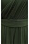 Stone Detailed Draped Belted Tulle Evening Dress -Khaki - 6