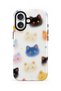 iPhone 17 Compatible - Colorful Cats, Double Layer, Glossy Surface Protective Case