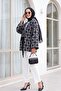 Tie-Waist Square Pattern Fringed Kimono - Dark Navy Blue - 4