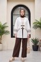 Embroidered Linen Kimono with Elasticized Sleeves and Belt Detail -White - 5