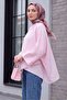 Buttoned Shoulder Bat Sleeve Modal Kimono Poncho -Powder - 4