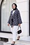 Tie-Waist Square Pattern Fringed Kimono - Dark Navy Blue - 5