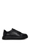 Men's Black Lace-Up Thick-Sole Leather Sneaker Wm650011Dv