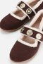 Women's Brown Fur Buckle Mary Jane Ballerinas - 4