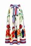 Elastic Waist Belted Tropical Patterned Skirt - Ecru