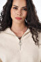 Zippered Collar Knitwear Sweater Cream - 7