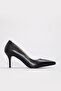 Genuine Leather Black Women's Thin Heel Shoes 322Za1882