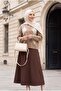 Round Neck Buttoned Front Diamond Pattern Soft Knitwear Cardigan -Mink - 5