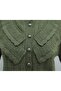 High Collar Ruffle Detailed Openwork Buttoned Knitwear Cardigan -Khaki - 6