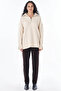 Zippered Collar Knitwear Sweater Cream - 3