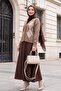 Round Neck Buttoned Front Diamond Pattern Soft Knitwear Cardigan -Mink - 4