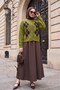 Round Neck Buttoned Front Diamond Pattern Soft Knitwear Cardigan - Olive Green - 6