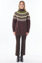Mixed Pattern Knitwear Tunic Brown - 3