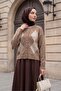 Round Neck Buttoned Front Diamond Pattern Soft Knitwear Cardigan -Mink - 3