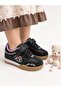 Children's Orthopedics Velcro and Lace-Up Figured Non-Slip Sole Water-Repellent Material Sneaker Shoes-Black - 2