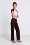Double Belted Woven Palazzo Trousers Lby0081 Mürdüm - 3