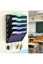 Gawerk 5-Tier Wall File Organizer Mesh Pocket Organizer with 5 Hooks, Hanging File Holder Wall Mount - 6